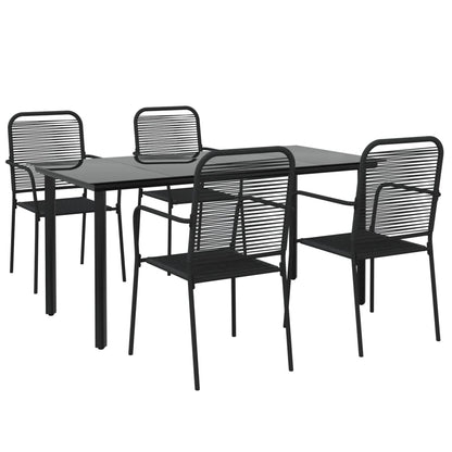 vidaXL 5 Piece Garden Dining Set Black Cotton Rope and Steel 3