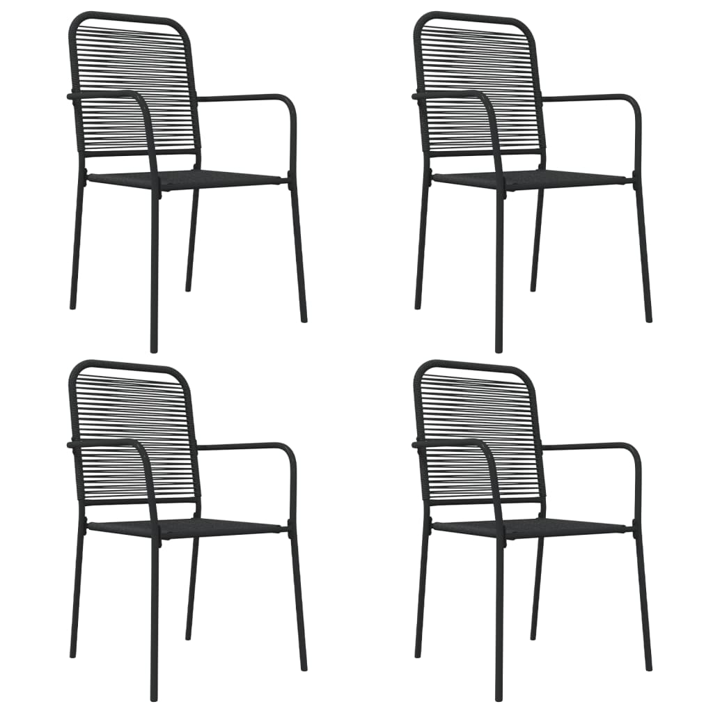 vidaXL 5 Piece Garden Dining Set Black Cotton Rope and Steel 4
