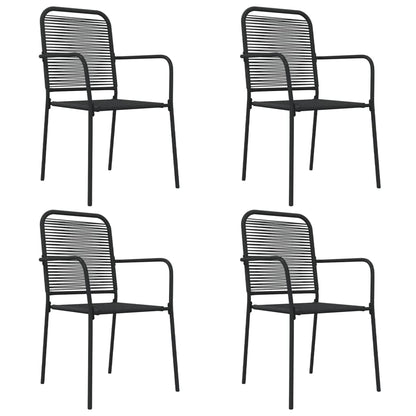 vidaXL 5 Piece Garden Dining Set Black Cotton Rope and Steel 4