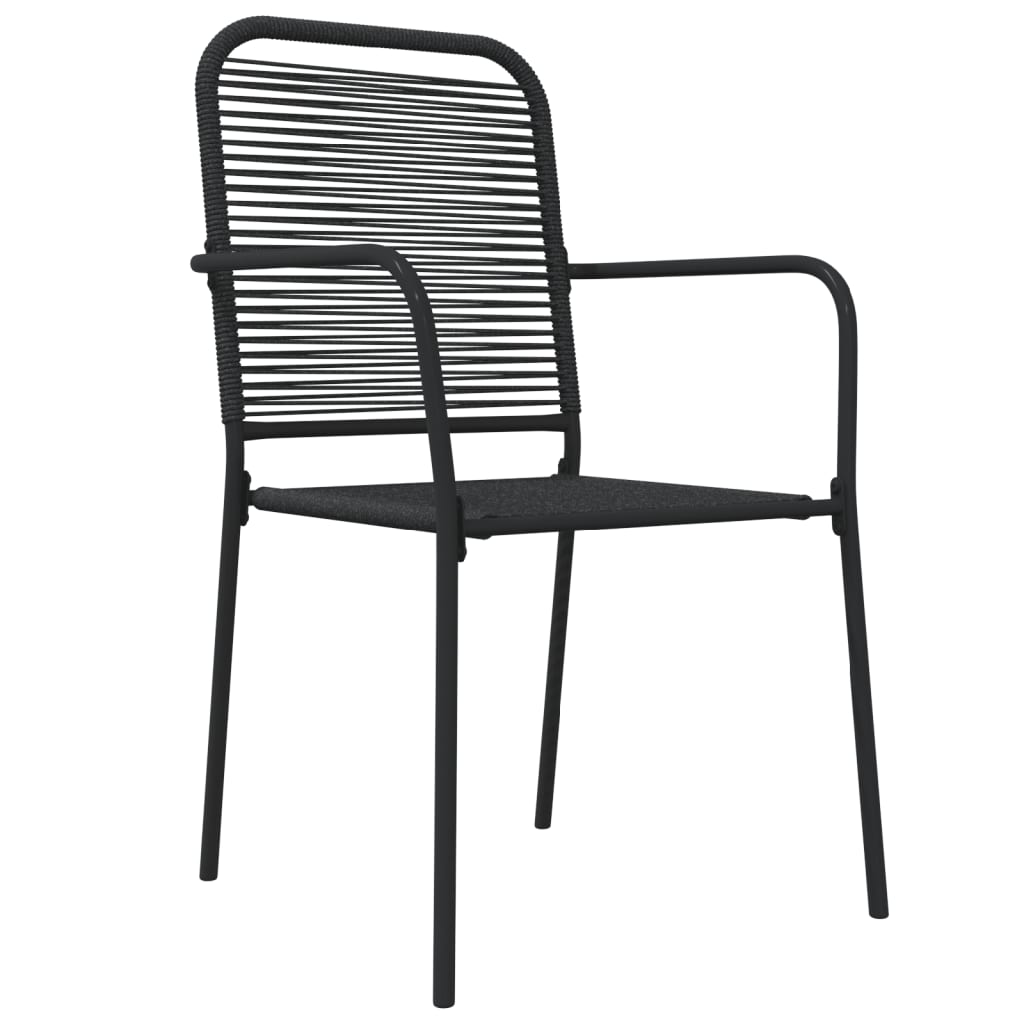 vidaXL 5 Piece Garden Dining Set Black Cotton Rope and Steel 5