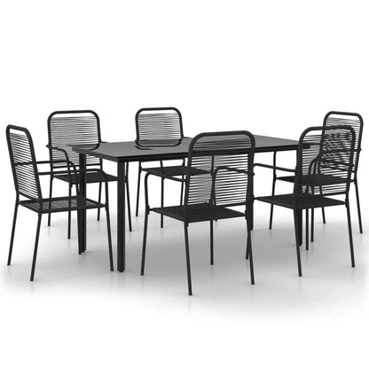 vidaXL 7 Piece Garden Dining Set Black Cotton Rope and Steel 2