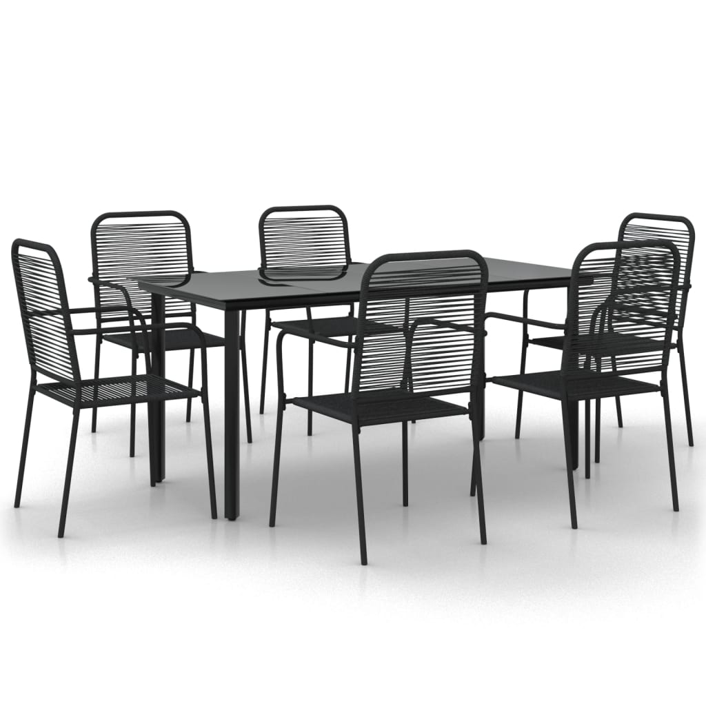5 Piece Garden Dining Set Black 160 cm table length 6