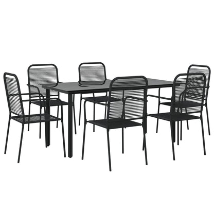vidaXL 7 Piece Garden Dining Set Black Cotton Rope and Steel 3