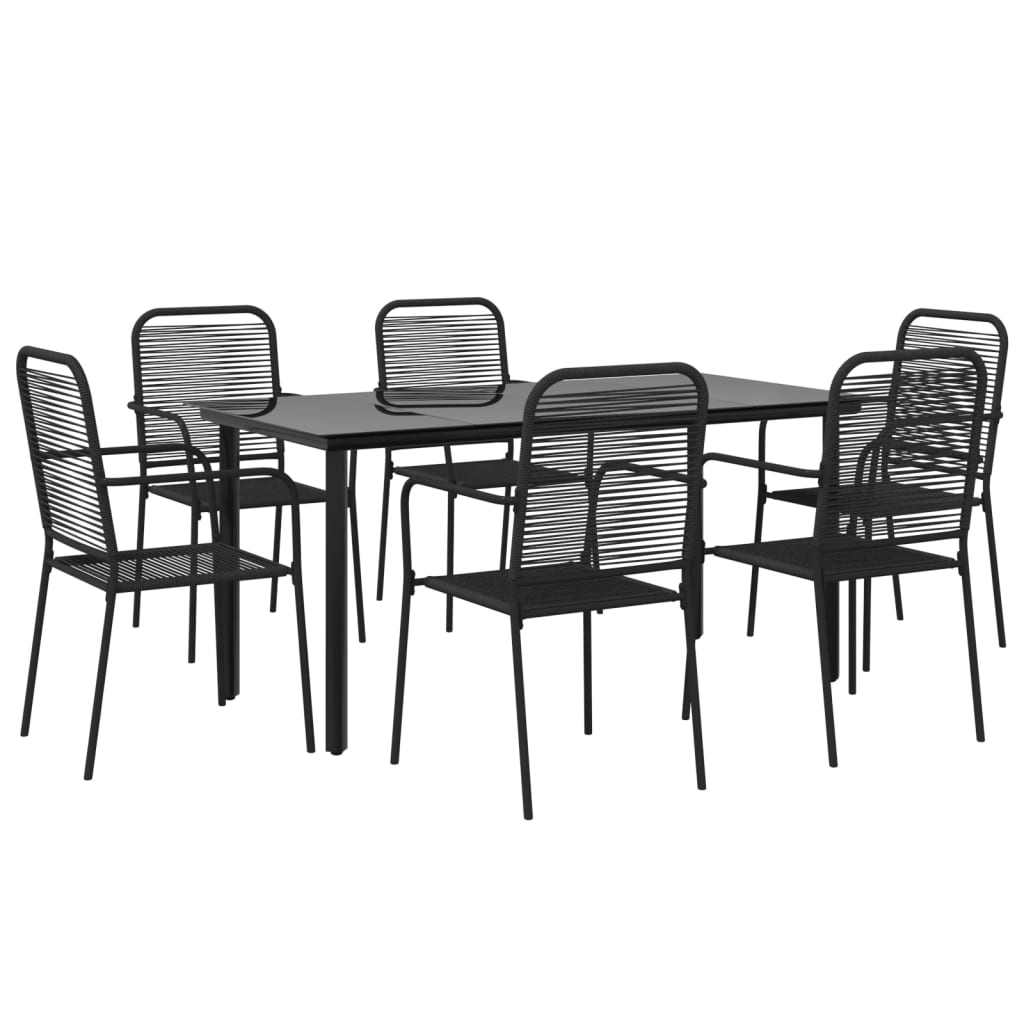 5 Piece Garden Dining Set Black 160 cm table length 6