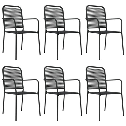 vidaXL 7 Piece Garden Dining Set Black Cotton Rope and Steel 4