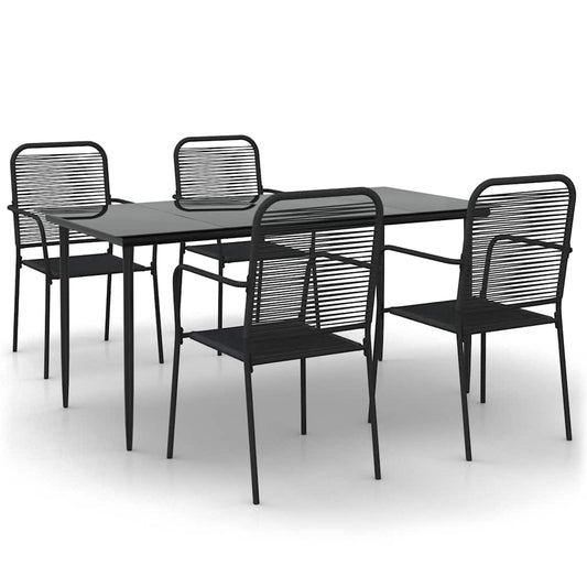 vidaXL 5 Piece Garden Dining Set Black Cotton Rope and Steel 2