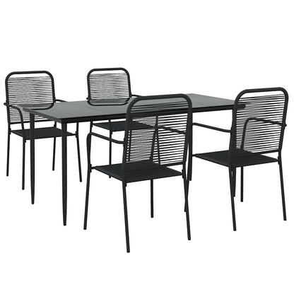 vidaXL 5 Piece Garden Dining Set Black Cotton Rope and Steel 3