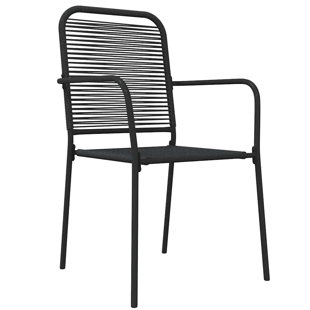 vidaXL 5 Piece Garden Dining Set Black Cotton Rope and Steel 5