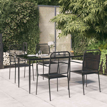 vidaXL 5 Piece Garden Dining Set Black Cotton Rope and Steel 1