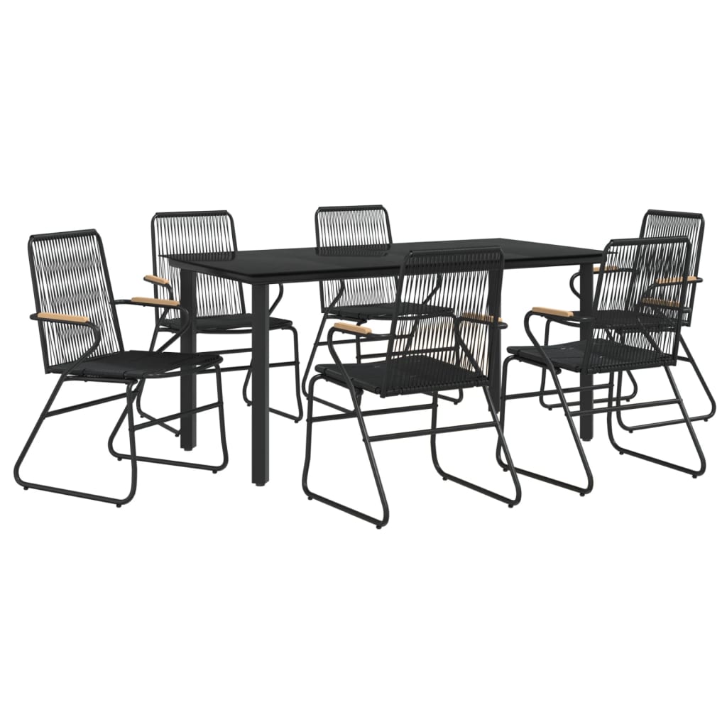 vidaXL 7 Piece Garden Dining Set Black PVC Rattan 3