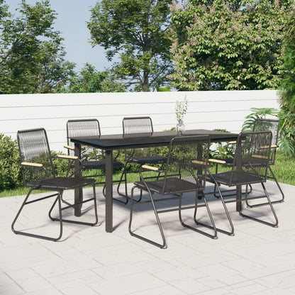 vidaXL 7 Piece Garden Dining Set Black PVC Rattan 1