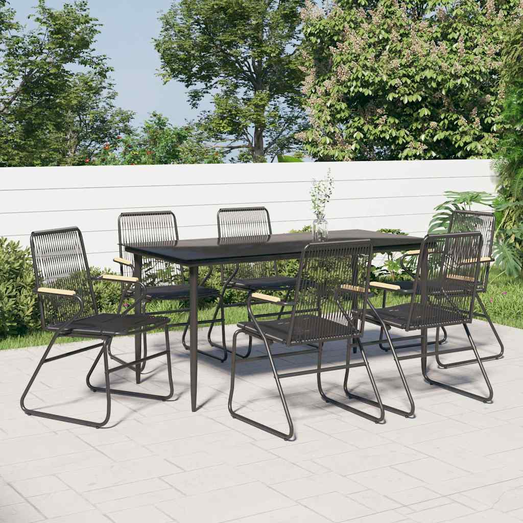 vidaXL 5 Piece Garden Dining Set Black PVC Rattan