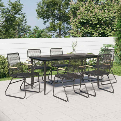 vidaXL 5 Piece Garden Dining Set Black PVC Rattan