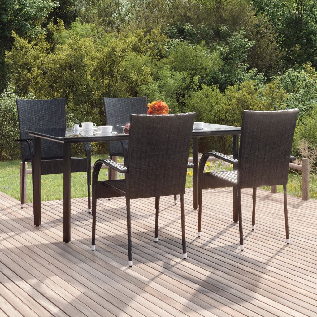 5 Piece Garden Dining Black 160 cm table length 4
