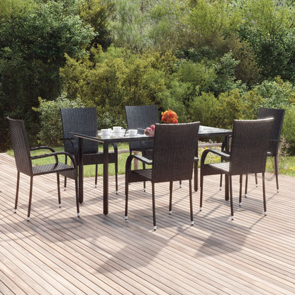 5 Piece Garden Dining Black 160 cm table length 6