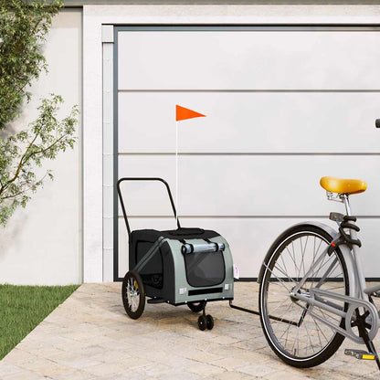 Pet Bike Trailer and Grey Oxford Fabric and Iron Depth 63 cm Grey 121 cm 65 cm