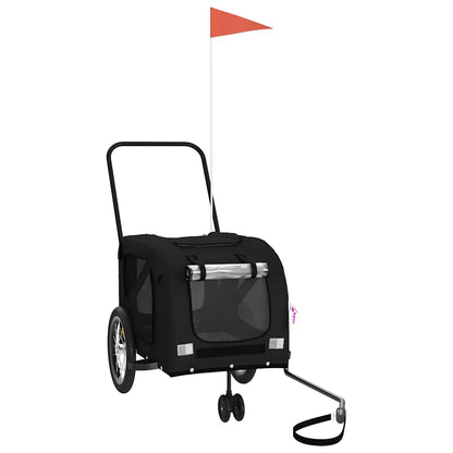 Pet Bike Trailer and Grey Oxford Fabric and Iron Depth 63 cm Black 121 cm 65 cm
