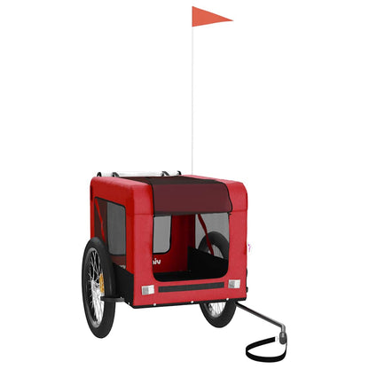 Pet Bike Trailer and Black Oxford Fabric and Iron Height 73.5 cm Red 68.5 cm 135 cm