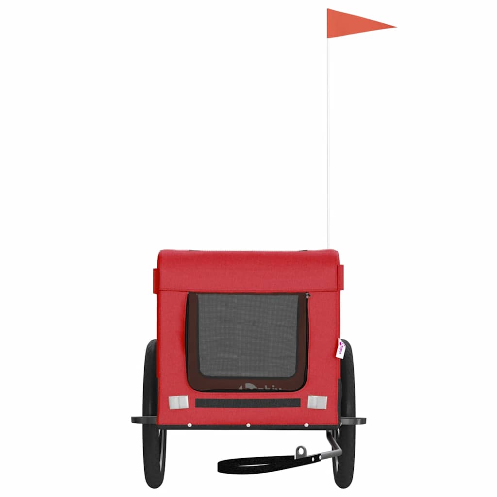 Pet Bike Trailer and Black Oxford Fabric and Iron Height 73.5 cm Red 68.5 cm 135 cm