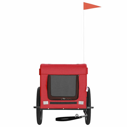 Pet Bike Trailer and Black Oxford Fabric and Iron Height 73.5 cm Red 68.5 cm 135 cm