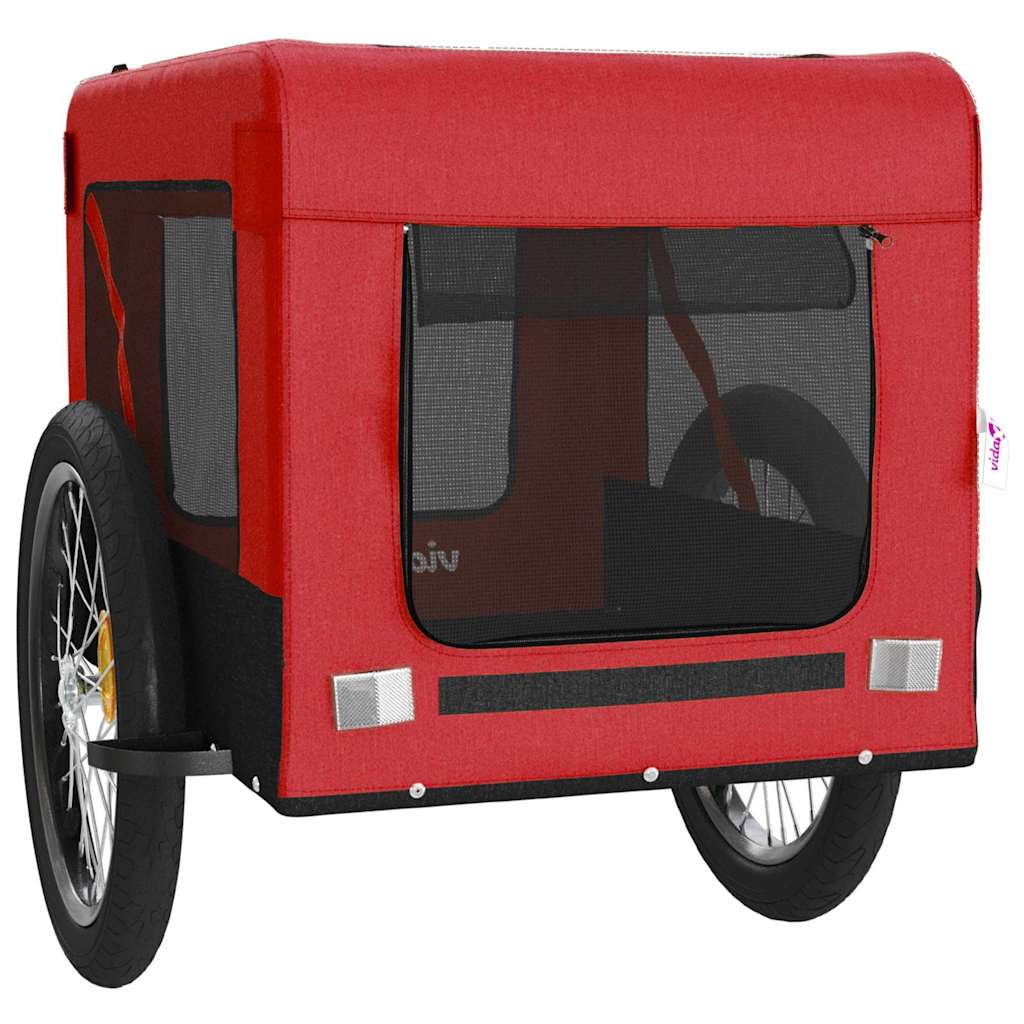 Pet Bike Trailer and Black Oxford Fabric and Iron Height 73.5 cm Red 68.5 cm 135 cm