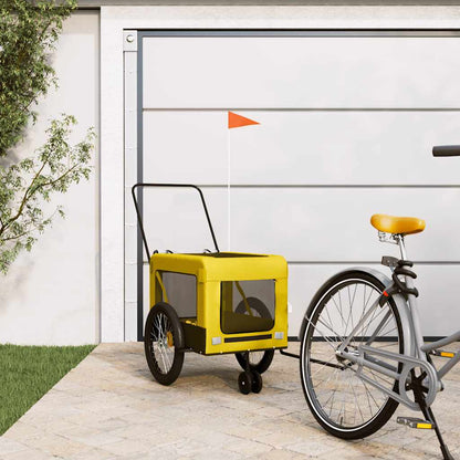 Pet Bike Trailer and Black Oxford Fabric and Iron Height 73.5 cm Yellow 135 cm 68.5 cm