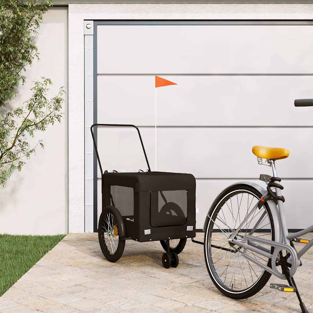 Pet Bike Trailer and Black Oxford Fabric and Iron Height 73.5 cm Black 135 cm 68.5 cm