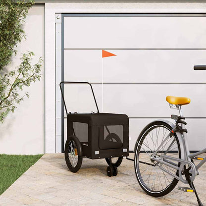 Pet Bike Trailer and Black Oxford Fabric and Iron Height 73.5 cm Black 135 cm 68.5 cm