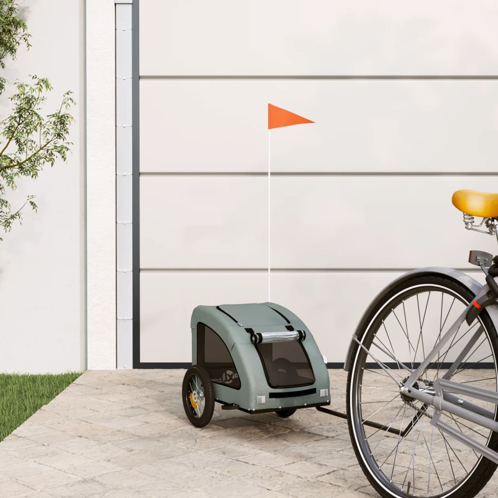 Pet Bike Trailer Oxford Fabric and Iron Height 53 cm Grey 124 cm 53 cm