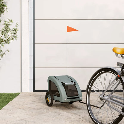 Pet Bike Trailer Oxford Fabric and Iron Height 53 cm Grey 124 cm 53 cm
