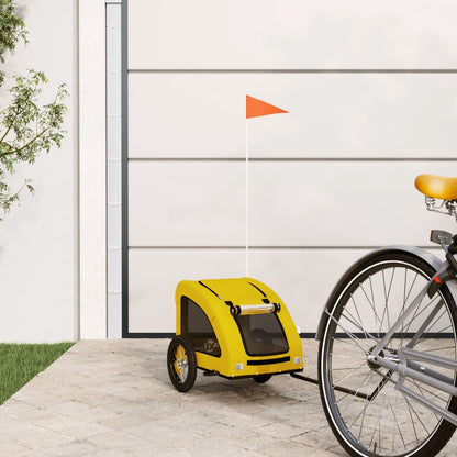 Pet Bike Trailer Oxford Fabric and Iron Height 53 cm Yellow 124 cm 53 cm