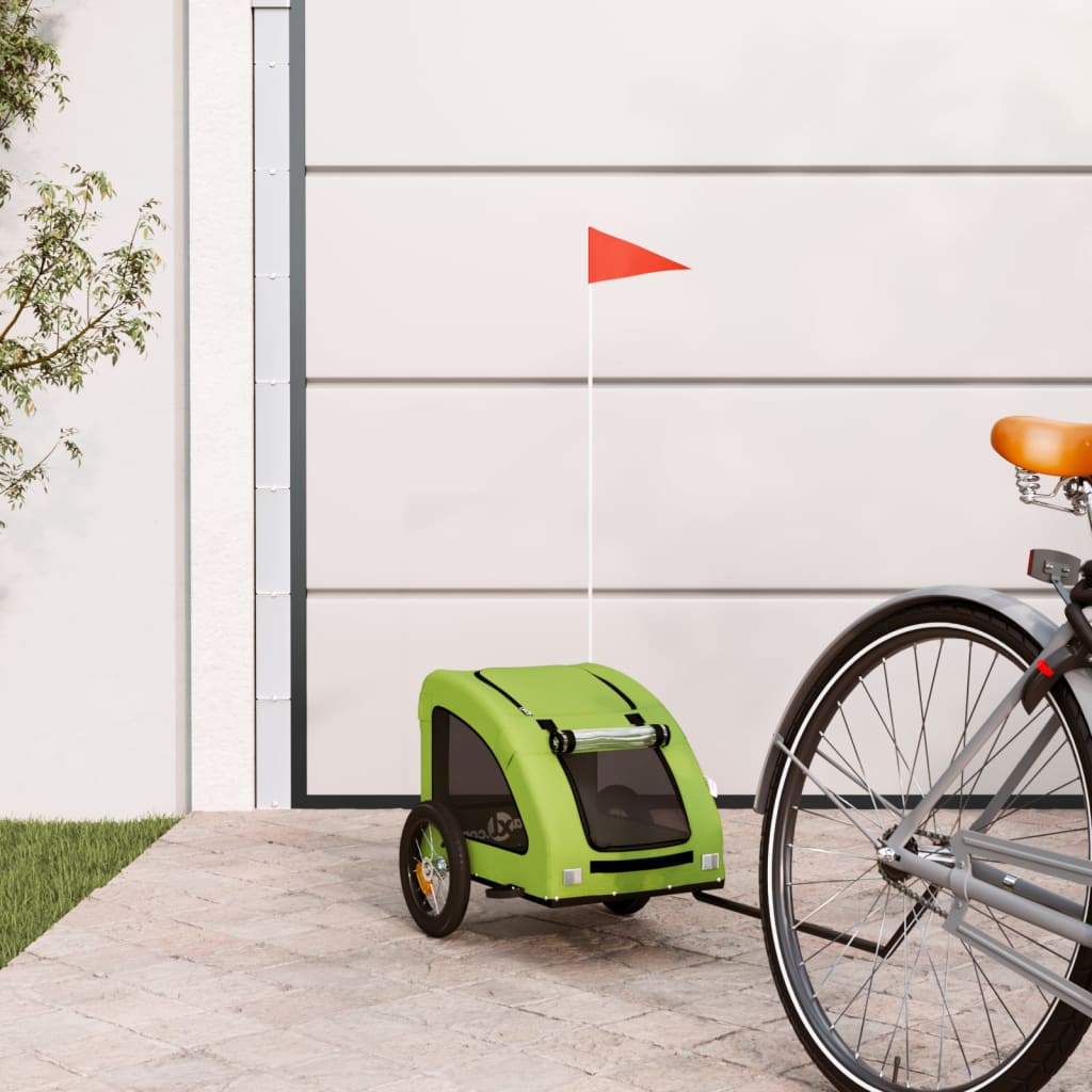 Pet Bike Trailer Oxford Fabric and Iron Height 53 cm Green 124 cm 53 cm