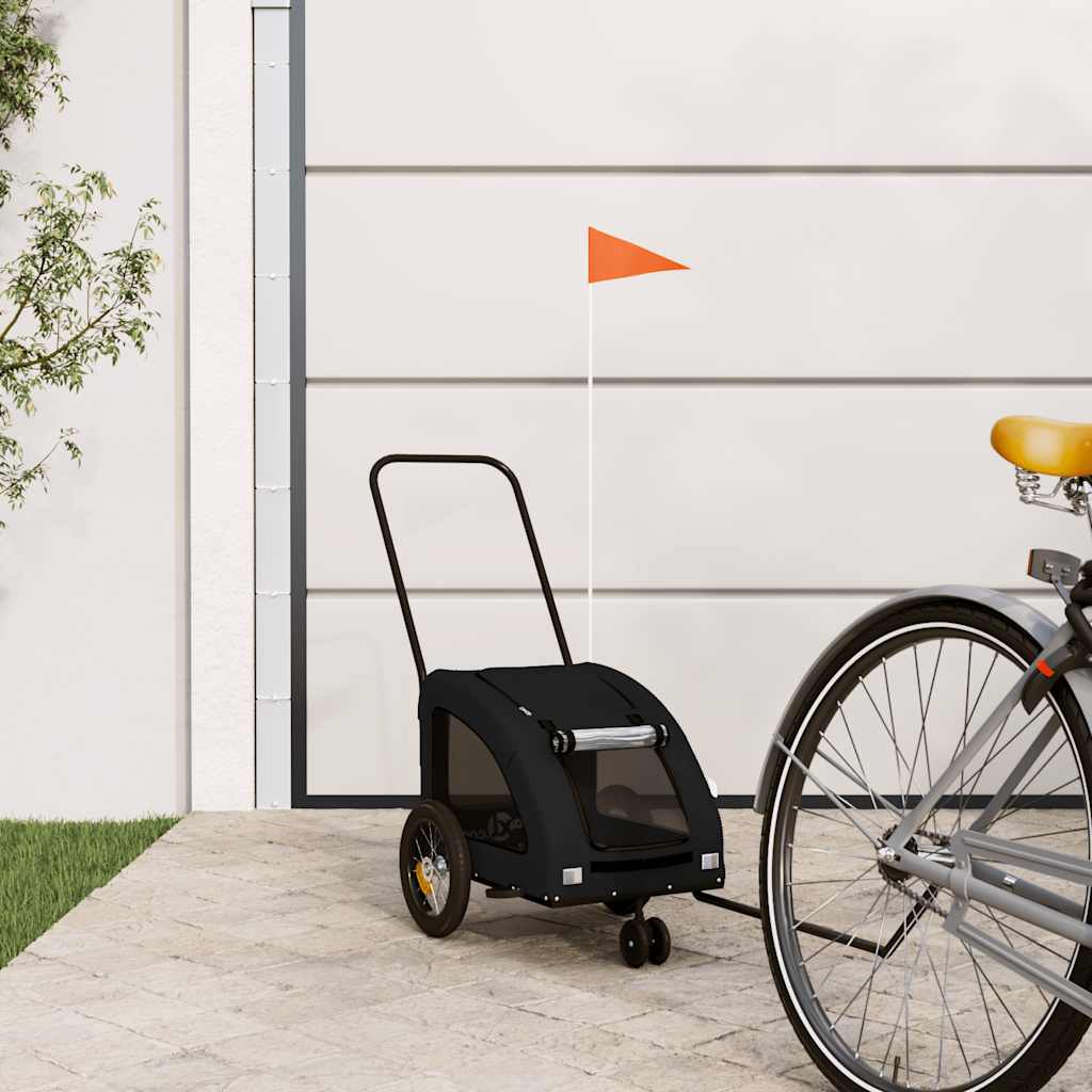 Pet Bike Trailer Oxford Fabric and Iron Height 53 cm Black 125 cm 52 cm