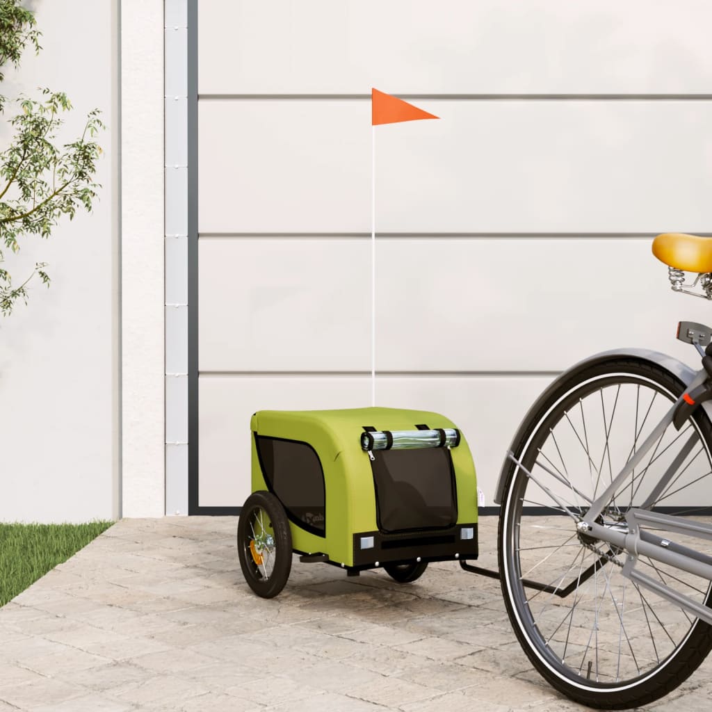 Pet Bike Trailer Oxford Fabric and Iron Height 53 cm Green 53 cm 124 cm