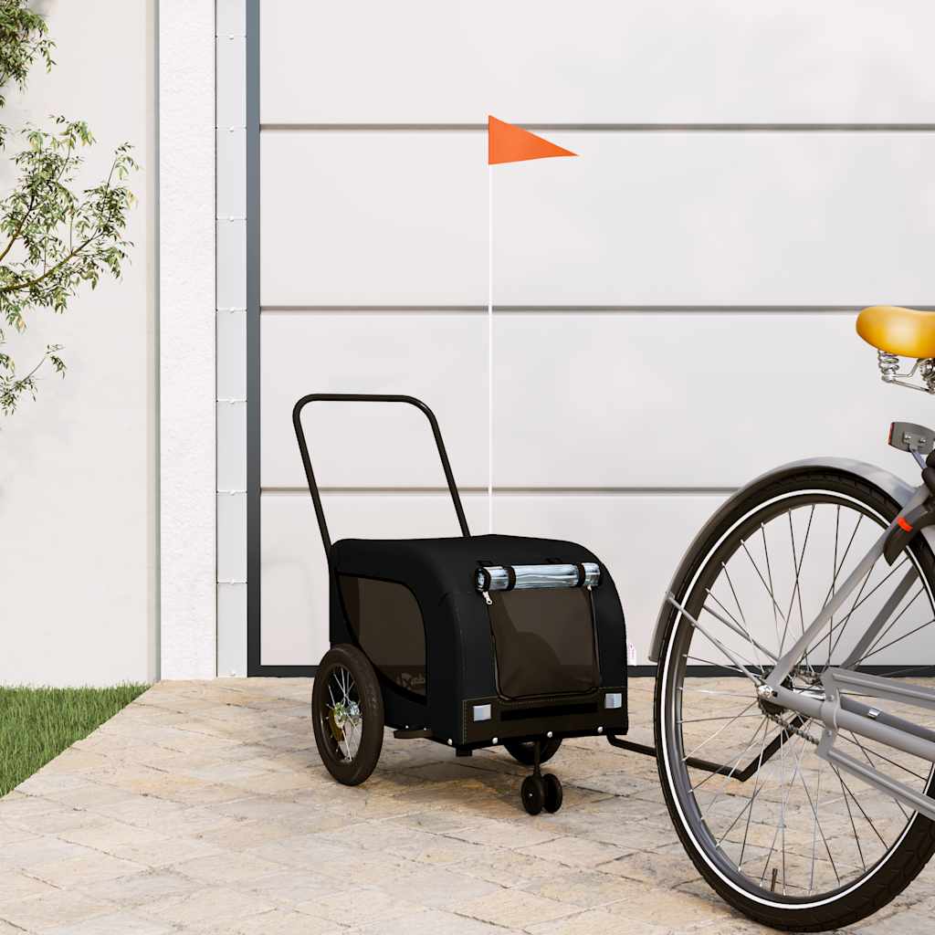 Pet Bike Trailer Oxford Fabric and Iron Height 53 cm Black 124 cm 53 cm