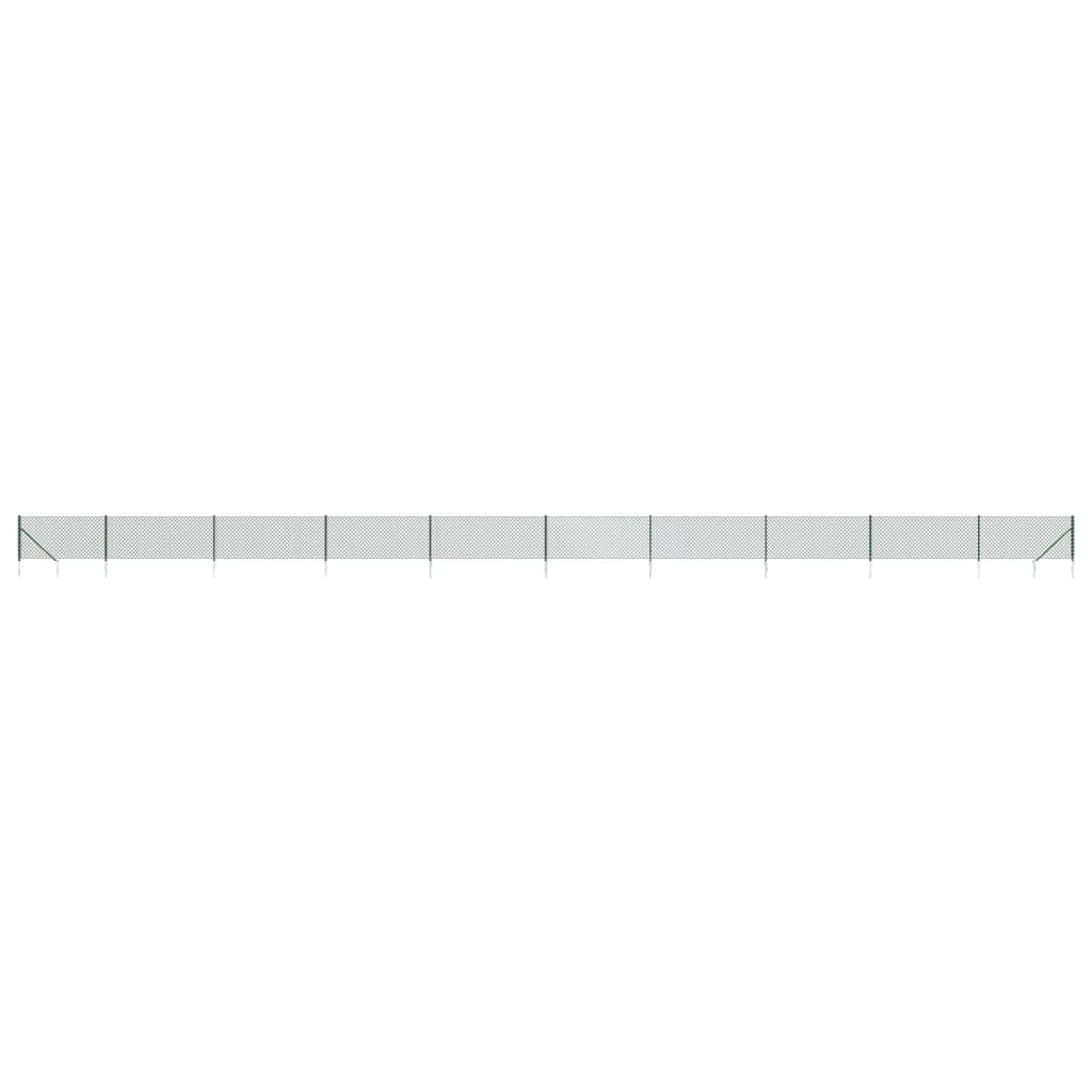 vidaXL Chain Link Fence with Spike Anchors Green 1x25 m 2