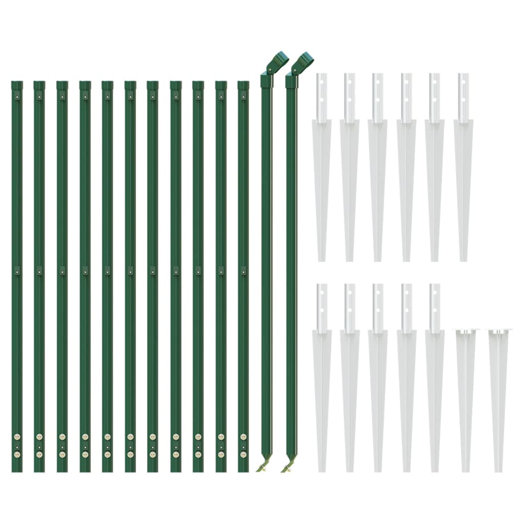 vidaXL Chain Link Fence with Spike Anchors Green 1x25 m 3