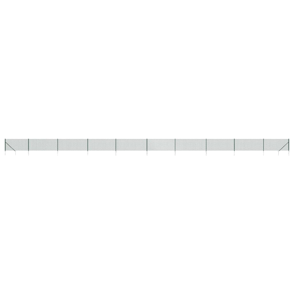 vidaXL Chain Link Fence with Spike Anchors Green 1.1x25 m 2