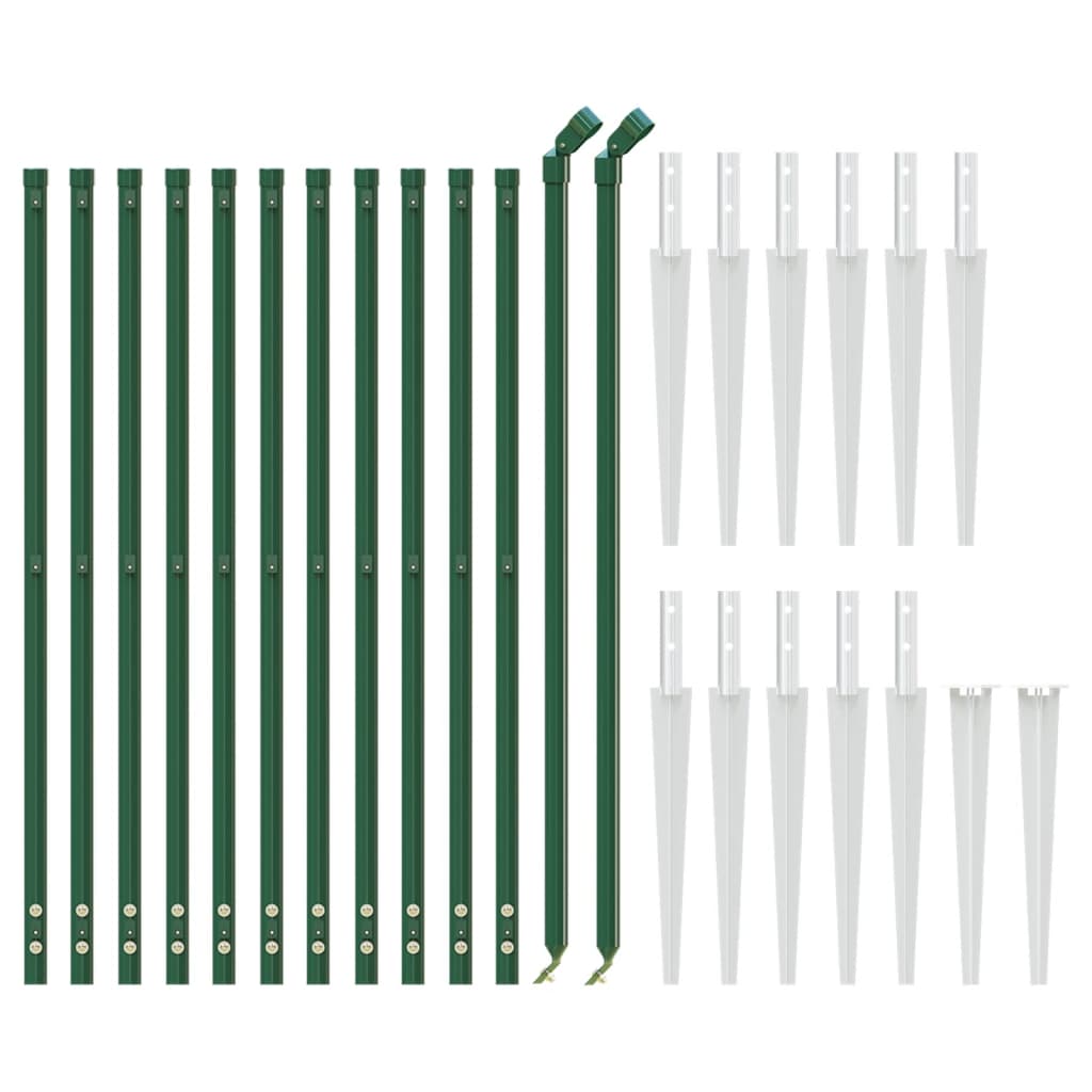 vidaXL Chain Link Fence with Spike Anchors Green 1.1x25 m 3