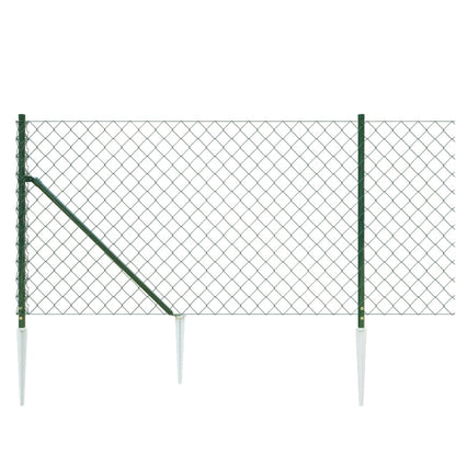 vidaXL Chain Link Fence with Spike Anchors Green 1.1x25 m 4