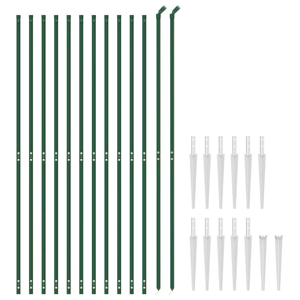 vidaXL Chain Link Fence with Spike Anchors Green 1.6x25 m 3