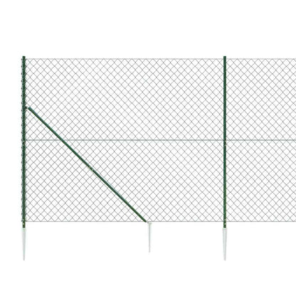 vidaXL Chain Link Fence with Spike Anchors Green 1.6x25 m 5