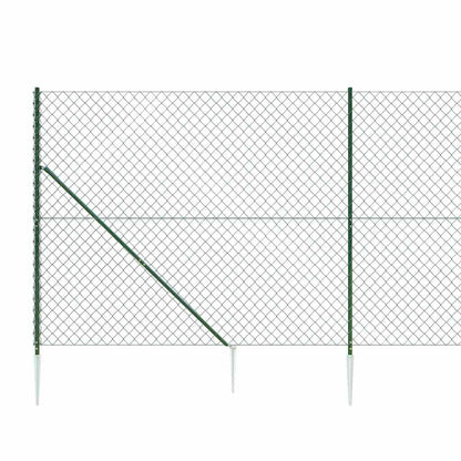 vidaXL Chain Link Fence with Spike Anchors Green 2x25 m 5