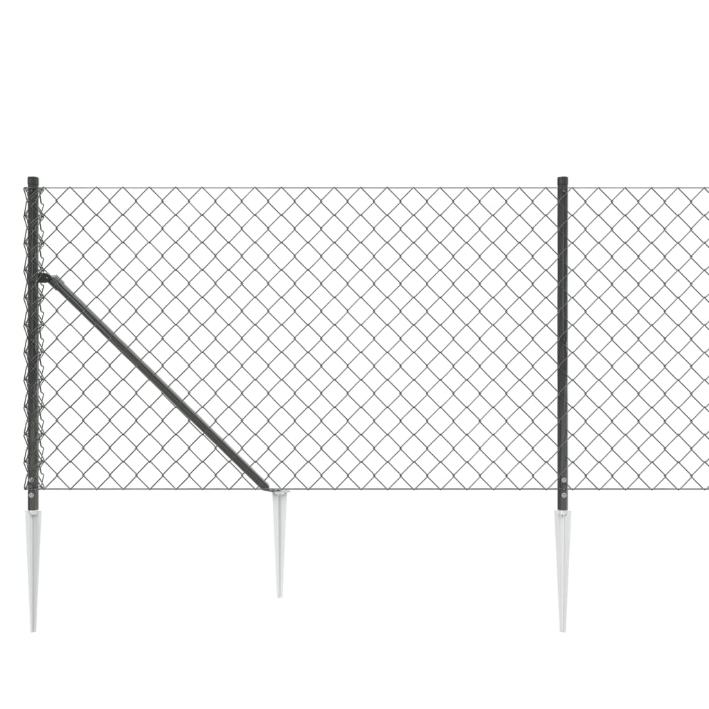 vidaXL Chain Link Fence with Spike Anchors Anthracite 1x25 m 4
