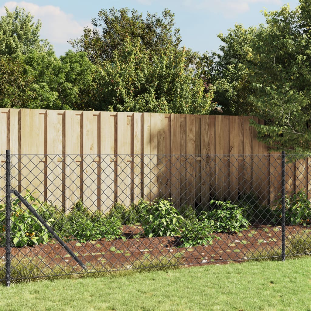 vidaXL Chain Link Fence with Spike Anchors Anthracite 1x25 m 1
