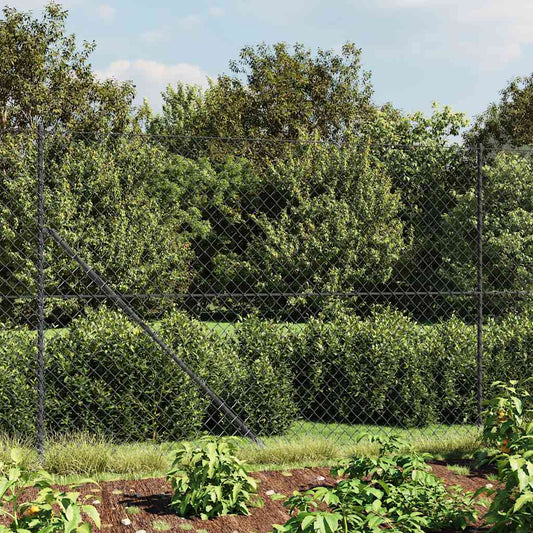 vidaXL Chain Link Fence with Spike Anchors Anthracite 2x25 m 1