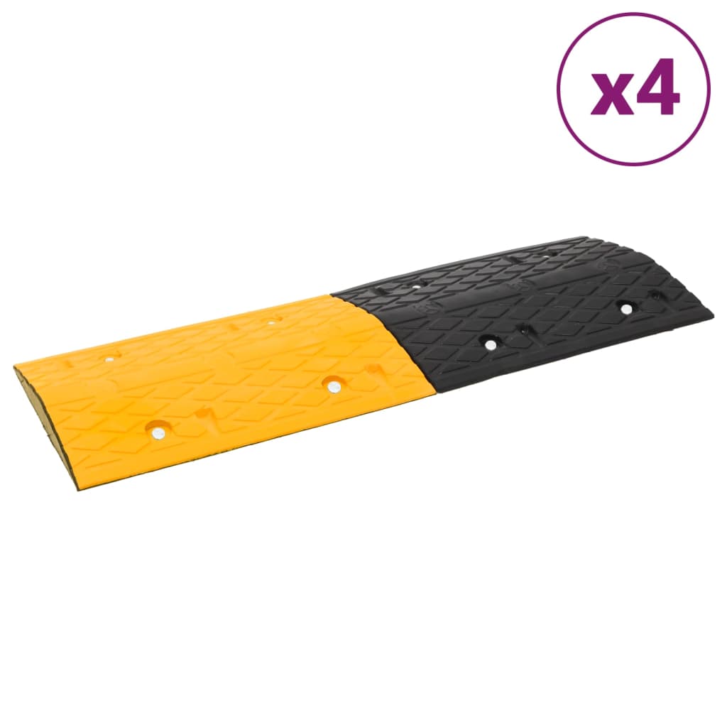 vidaXL Speed Hump 4 pcs Yellow&Black 97x32.5x4 cm Rubber 1