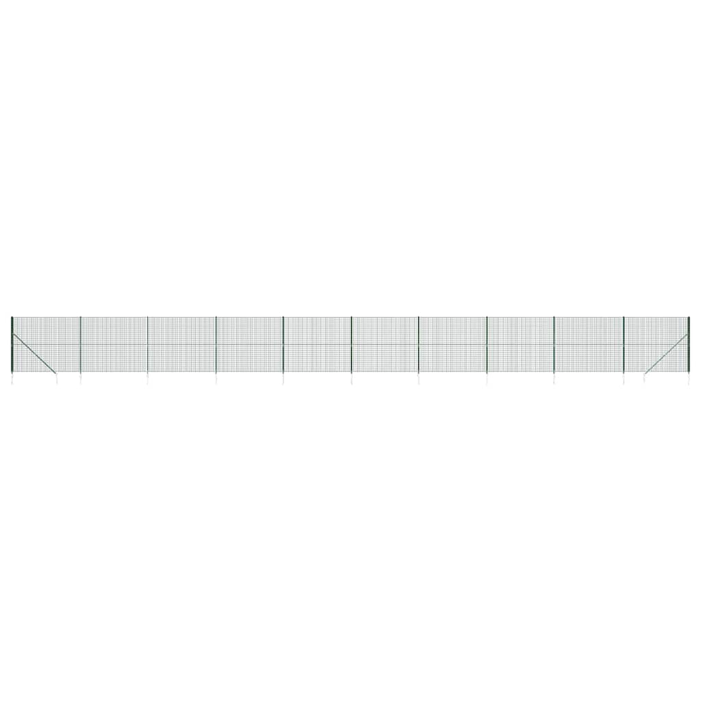 vidaXL Wire Mesh Fence with Spike Anchors Green 2x25 m 2