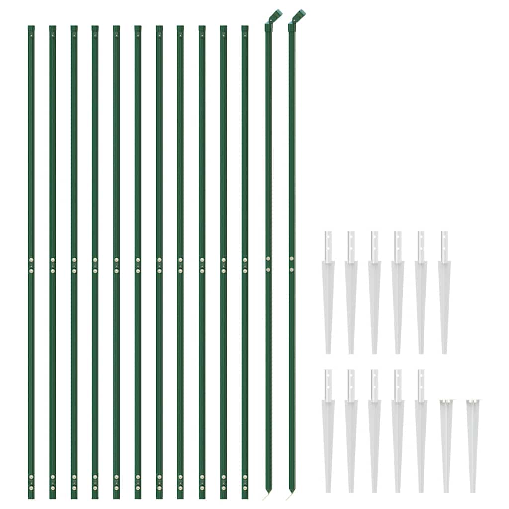 vidaXL Wire Mesh Fence with Spike Anchors Green 2x25 m 3