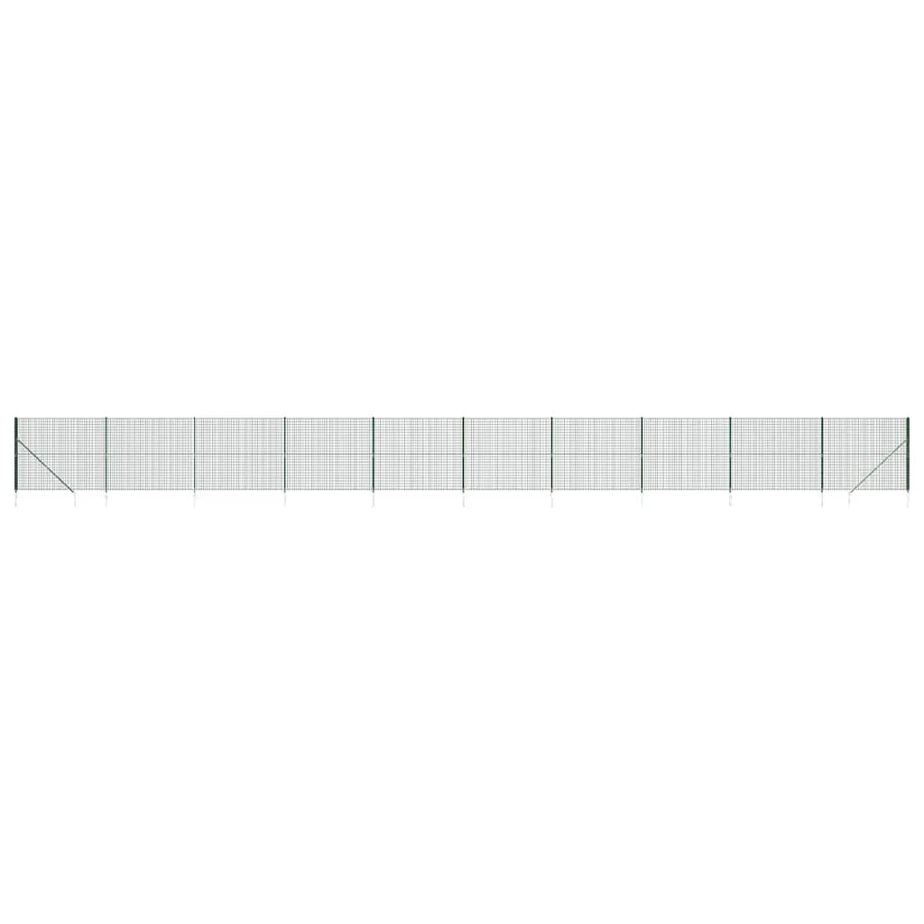 vidaXL Wire Mesh Fence with Spike Anchors Green 2,2x25 m 2